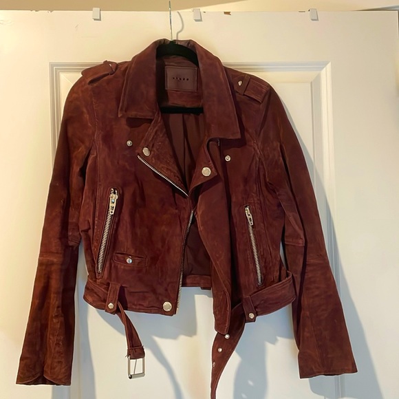 Blank NYC Burgundy Suede Moto Jacket - M - Picture 2 of 7